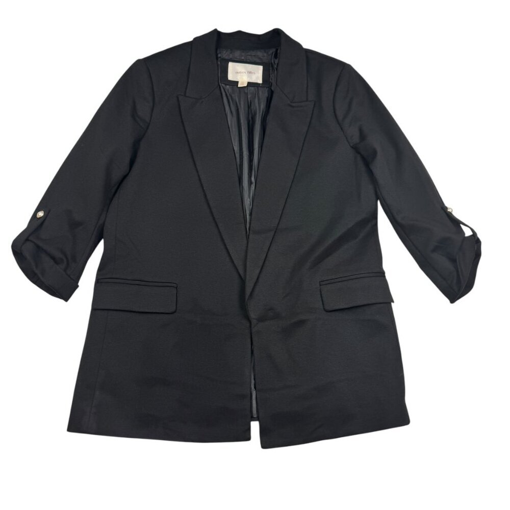 Autres Filles Black Open Front Blazer Pearl Details On Cuff Women's Size Large
